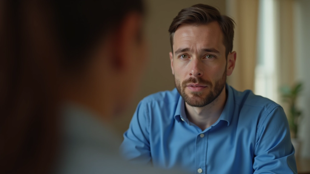 Uomo che parla mentre un'altra persona lo guarda con interesse genuino, senza giudicare